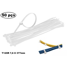 ABRACADEIRA NYLON BRANCA T-120R 390MM X7.6MM C/50