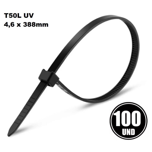 ABRACADEIRA NYLON PRETA T-50L 390MM X4.6MM  C/100