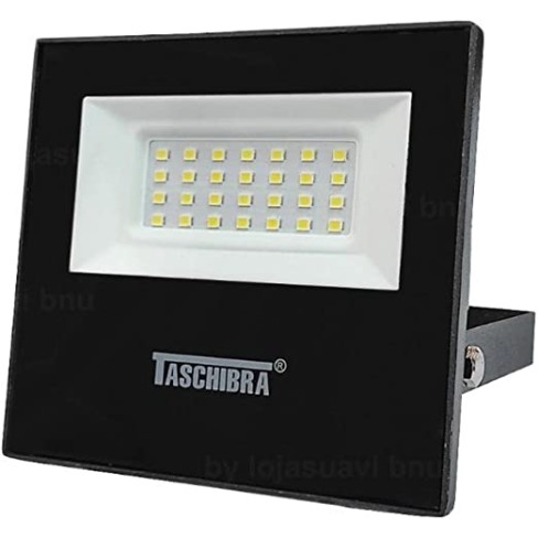 REFLETOR TASCHIBRA 30W LED PRETO BIVOLT 6500K