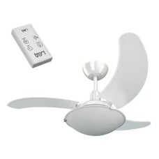VENTILADOR TRON AURA BRANCO 3 PAS C/LUSTRE C/CONTROLE REMOTO 220V