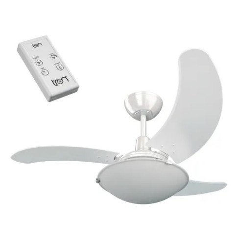 VENTILADOR TRON AURA BRANCO 3 PAS C/LUSTRE C/CONTROLE REMOTO 220V
