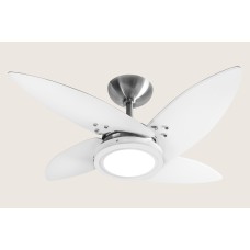 Ventilador De Teto Tron Azzam Led 4 Pás Branco/alumínio 220v